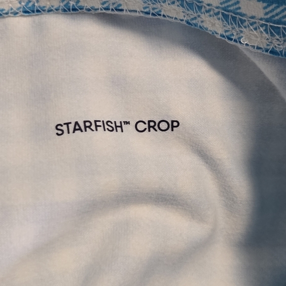 Lands End Womens Island Turquoise Gingham Print Starfish Crop Pants Size Large - Picture 5 of 10